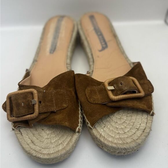 Veronica Beard Women’s Size 10 Apa Buckle Suede Demi Wedge Sandal Slide Brown - Picture 4 of 10